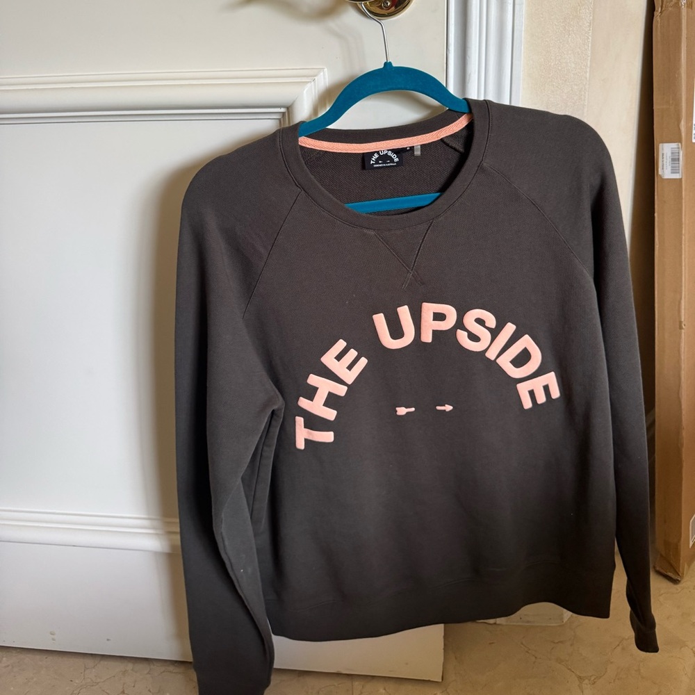 The Upside Charcoal Sweatshirt with Peach Logo